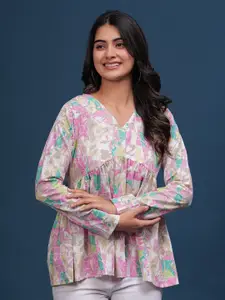PINGAKSH Women Floral Printed Cotton Empire Top