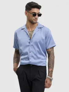 Snitch Men Relaxed Fit Cuban Collar Solid Casual Shirt