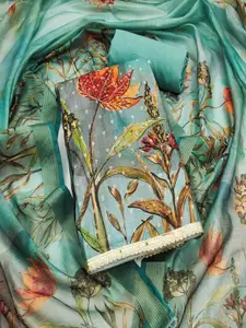 MANVAA Floral Printed Sequinned Unstitched Dress Material