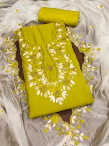 MANVAA Floral Embroidered Beads and Stones Unstitched Dress Material