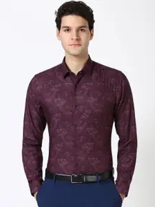 Peter England Men Slim Fit Spread Collar Floral Printed Cotton Formal Shirt
