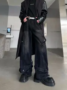 StyleCast Men Wide Leg Light Fade Mid-Rise Cotton Jeans