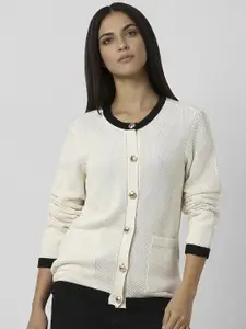 Van Heusen Woman Colourblocked Front-Open Sweater