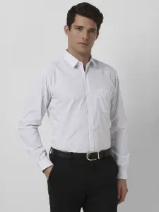 Peter England Men Slim Fit Spread Collar Vertical Striped Cotton Formal Shirt