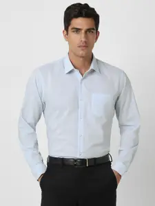 Peter England Men Slim Fit Spread Collar Horizontal Striped Cotton Formal Shirt