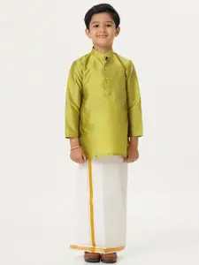 Ramraj Boys Long Sleeves Kurta with Jari Dhoti Combo