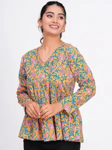PINGAKSH Women Floral Printed Cotton Empire Top