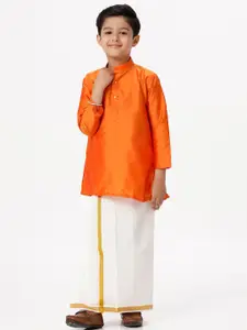 Ramraj Boys Long Sleeves Kurta with Jari Dhoti Combo