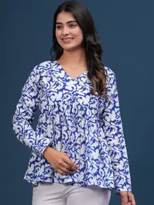 PINGAKSH Floral Print Cotton Peplum Top