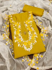 MANVAA Floral Embellished Sequinned Unstitched Dress Material