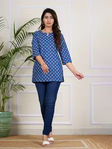 SITA FASHION HUB Floral Printed V-Neck Pure Cotton Kurti