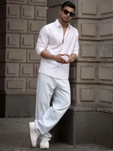 Powerlook Men Spread Collar Grid Tattersall Checked Cotton Casual Shirt