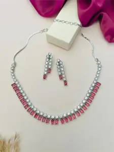 ABDESIGNS Enchanting Silver Plated American Diamond Necklace