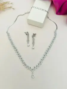 ABDESIGNS Enchanting Silver Plated American Diamond Necklace