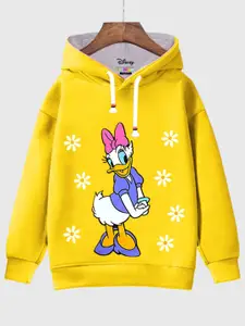 KUCHIPOO Girls Daisy Duck Printed Hooded Sweatshirt