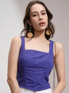 Tokyo Talkies Women Schifli Fitted Crop Top