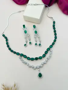 ABDESIGNS Enchanting Silver Plated American Diamond Necklace