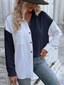 DressBerry Women Colourblocked Shirt Style Top