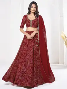 KALINI Printed Semi-Stitched Lehenga & Unstitched Blouse With Dupatta