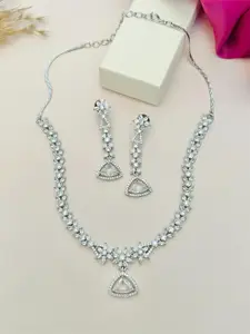 ABDESIGNS Enchanting Silver Plated American Diamond Necklace