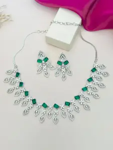 ABDESIGNS Enchanting Silver Plated American Diamond Necklace