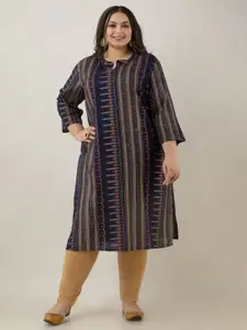 Fashion Zest Women Plus Size Ethnic Motifs Printed Straight Kurta