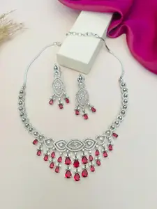 ABDESIGNS Enchanting Silver Plated American Diamond Necklace