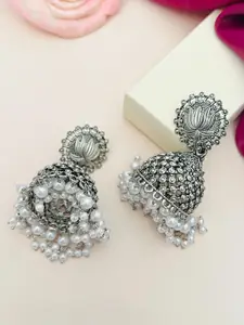 ABDESIGNS German Silver-Plated Dome Shaped Jhumkas
