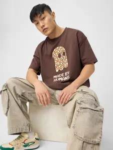 The Souled Store Short Sleeves Cotton Printed Oversized Tshirt