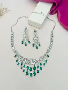 ABDESIGNS Enchanting Silver Plated American Diamond Necklace