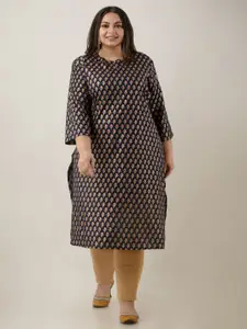 Fashion Zest Women Plus Size Floral Printed Straight Kurta