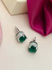ABDESIGNS Silver-Plated American Diamond Studded Circular  Studs