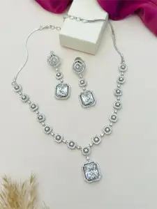 ABDESIGNS Enchanting Silver Plated American Diamond Necklace