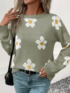 DressBerry Women Floral Longline Pullover Sweaters