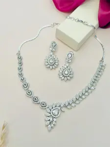 ABDESIGNS Enchanting Silver Plated American Diamond Necklace