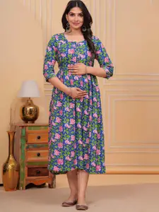 Akshara Fashion Women Floral Printed Maternity A-Line Dress