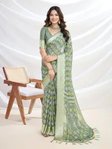 Mitera Woven Design Pure Chiffon Designer Saree With Tassels