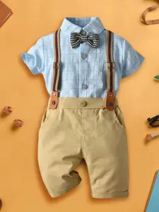 INCLUD Boys Checked Shirt With Trousers And Suspenders