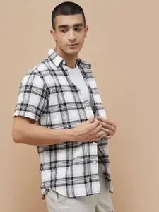 Fame Forever by Lifestyle Men Spread Collar Tartan Checked Cotton Casual Shirt