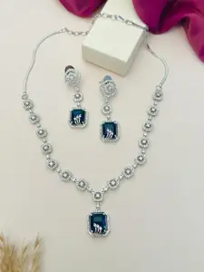 ABDESIGNS Enchanting Silver Plated American Diamond Necklace