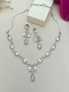 ABDESIGNS Enchanting Silver Plated American Diamond Necklace