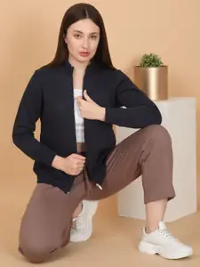 Sweet Dreams Women Mock Collar Front-Open Sweatshirt