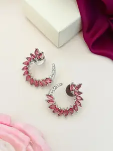 ABDESIGNS Silver-Plated Classic American Diamond Studded Drop Earrings