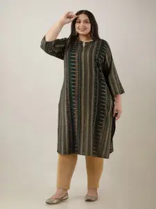 Fashion Zest Women Plus Size Ethnic Motifs Printed Straight Kurtas