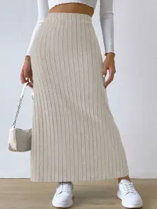 StyleCast Knitted Side Slit Straight Midi Skirt