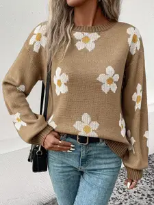 DressBerry Women Floral Longline Pullover Sweaters