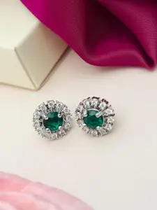 ABDESIGNS Silver-Plated Classic American Diamond Studded Studs