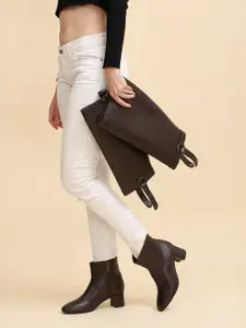 yoho Women 2 in1 Calf-Length Leather Finish Detachable Ankle-Knee Glitch Winter Boots