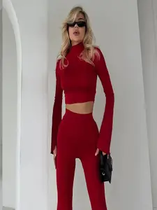 StyleCast Maroon Round Neck Top With Trouser