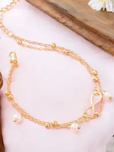 OOMPH Artificial Stones and Pearls Beads Studded Anklet